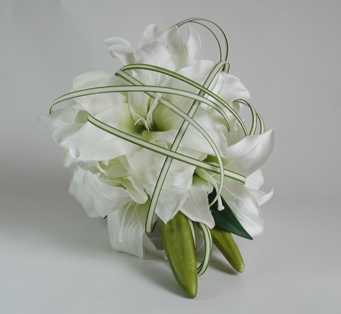 Grace Casablanca  Casablanca artificial bridal bouquet with boutonniere